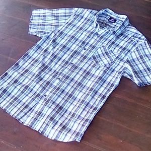 QUIKSILVER Plaid Short Sleeve Button Down Shirt